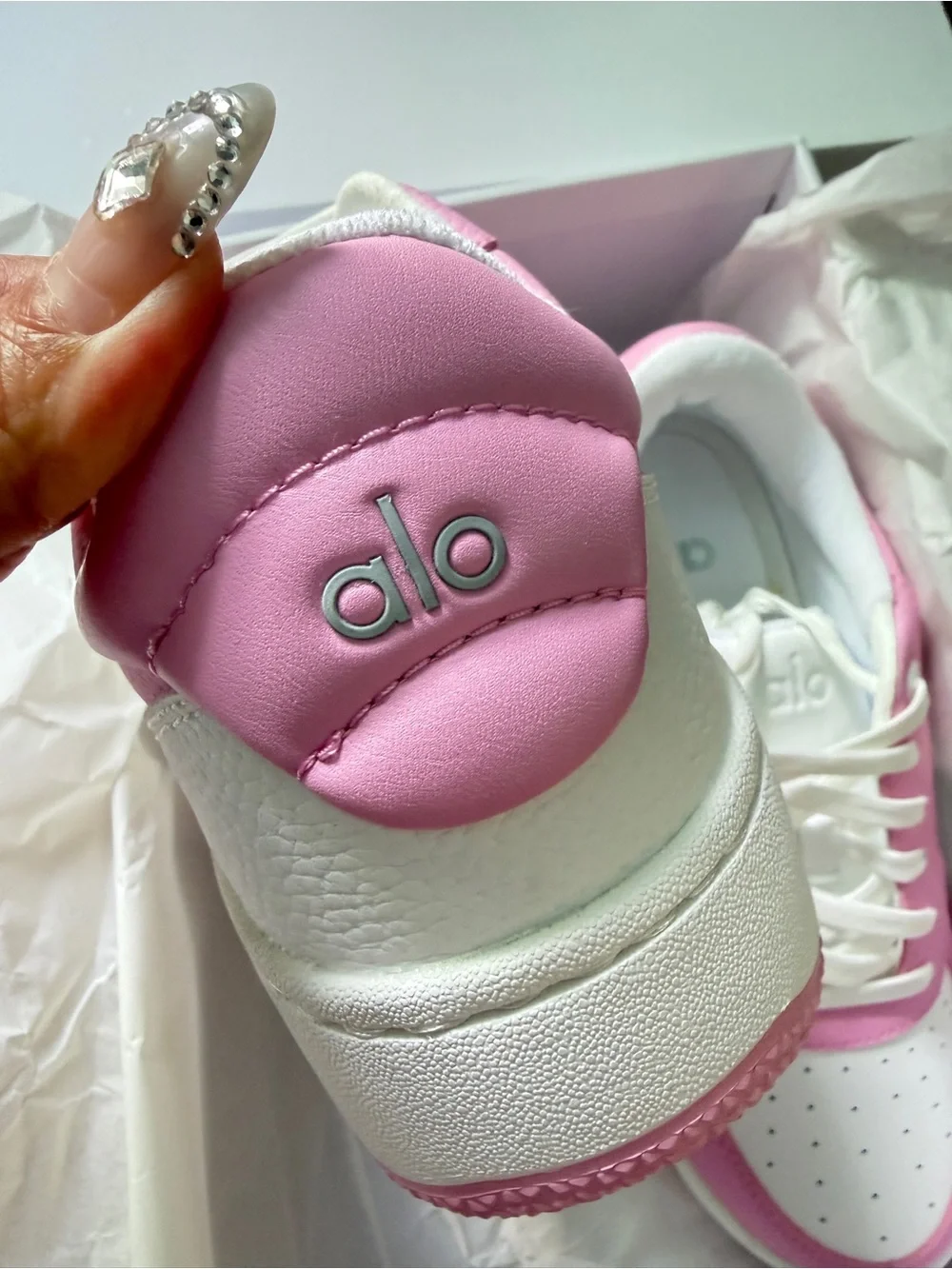 Brand New ALO Yoga Pink and White Recovery Mode Sneaker with box